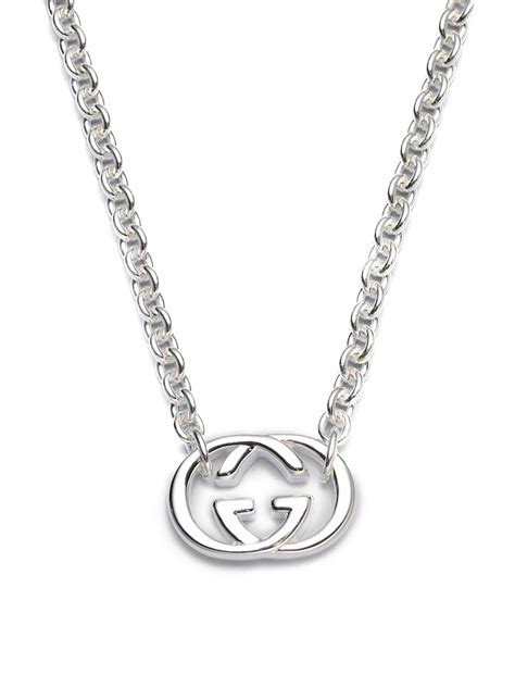 gucci sterling silver britt necklace|gucci interlocking g sterling silver.